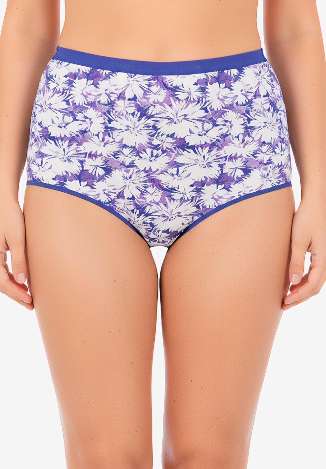 image:imageComfort Choice Plus Size 5Pack TagFree Full Coverage Cotton BriefDragonfly Floral Pack