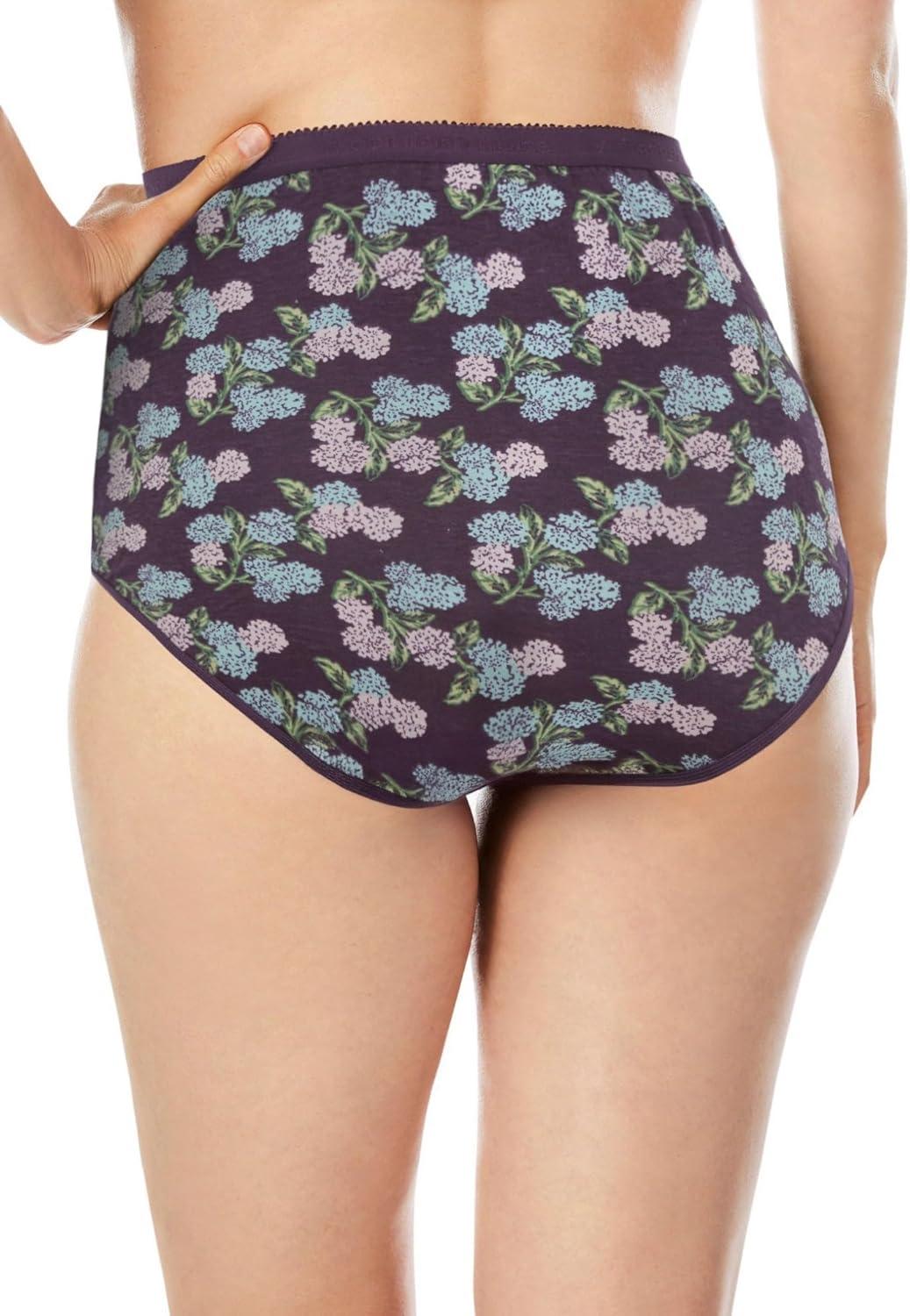image:imageComfort Choice Plus Size 5Pack TagFree Full Coverage Cotton BriefPurple Floral Pack