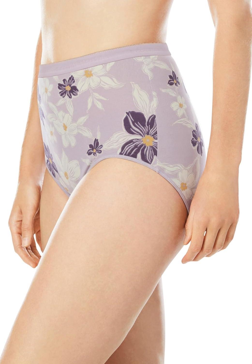 image:imageComfort Choice Plus Size 5Pack TagFree Full Coverage Cotton BriefPurple Floral Pack