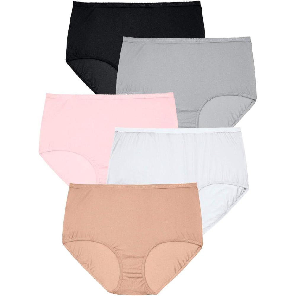 image:imageComfort Choice Plus Size 5Pack TagFree Full Coverage Cotton BriefBasic Pack