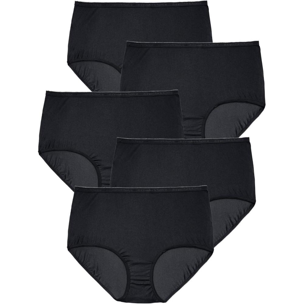 image:imageComfort Choice Plus Size 5Pack TagFree Full Coverage Cotton BriefBlack Pack