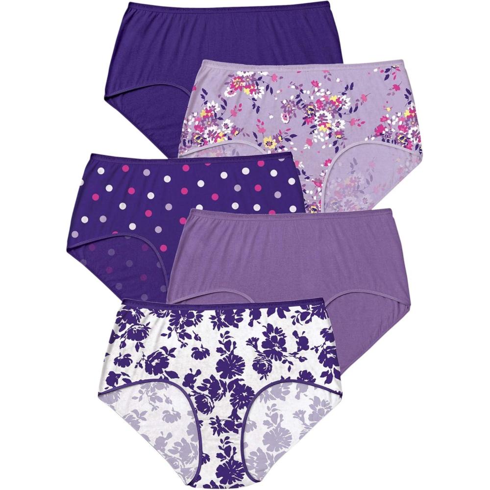 image:imageComfort Choice Plus Size 5Pack TagFree Full Coverage Cotton BriefDitsy Pack