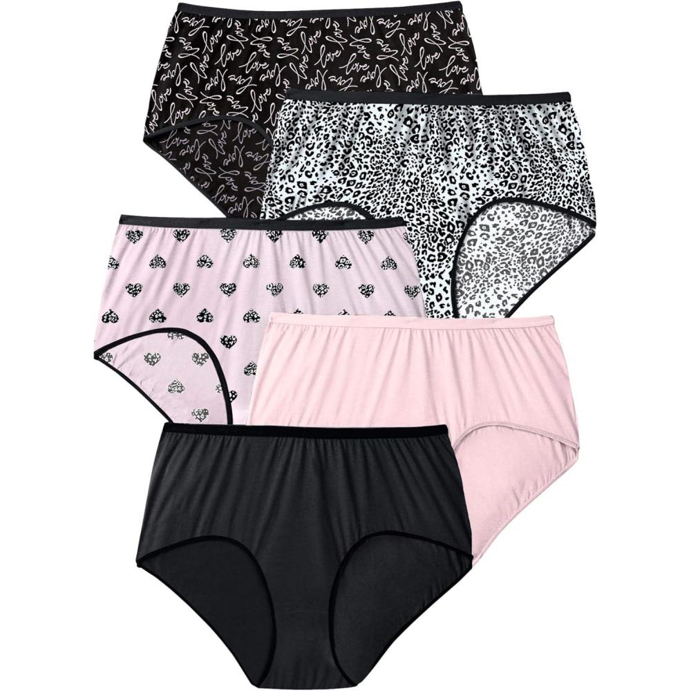 image:imageComfort Choice Plus Size 5Pack TagFree Full Coverage Cotton BriefLove Pack