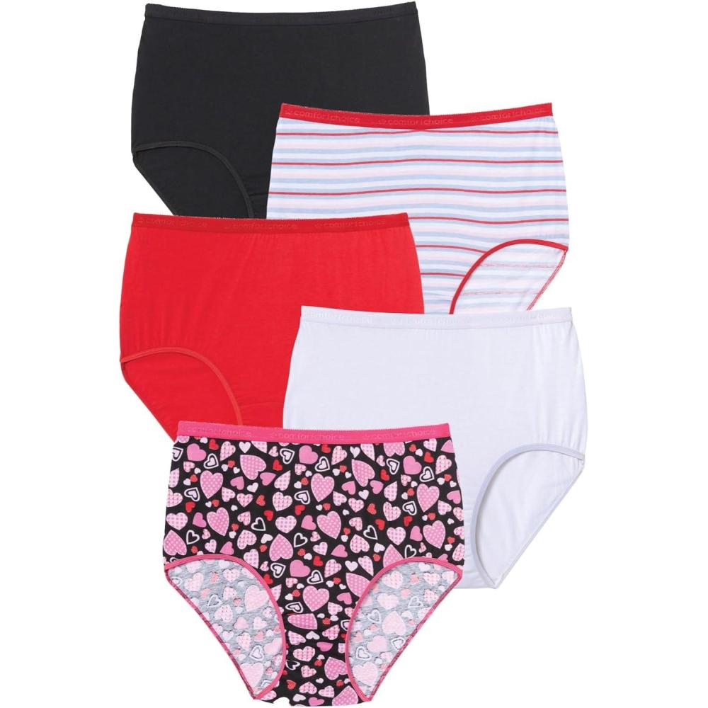 image:imageComfort Choice Plus Size 5Pack TagFree Full Coverage Cotton BriefTropical Palm Pack