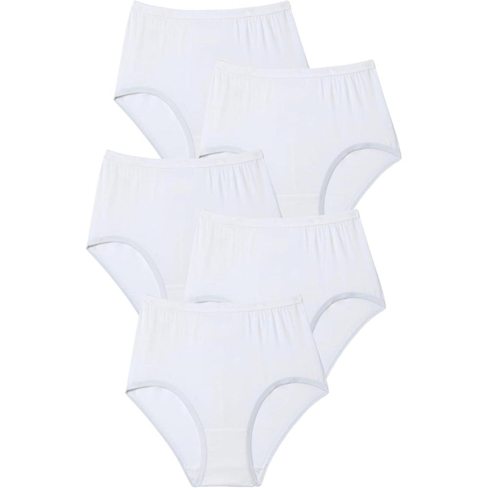 image:imageComfort Choice Plus Size 5Pack TagFree Full Coverage Cotton BriefWhite Pack