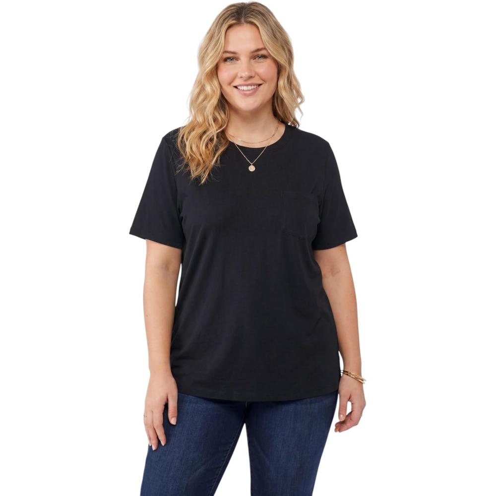 image:imageWoman Within Plus Size Perfect Crewneck Pocket TeeBlack
