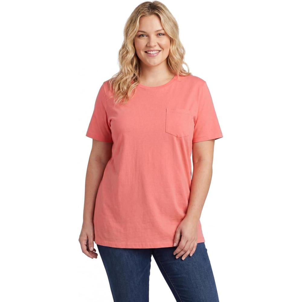 image:imageWoman Within Plus Size Perfect Crewneck Pocket TeeSweet Coral
