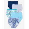Comfort Choice Plus Size 5-Pack Tag-Free Full Coverage Cotton Brief(Blue Floral Pack)