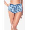 Comfort Choice Plus Size 5-Pack Tag-Free Full Coverage Cotton Brief(Blue Floral Pack)