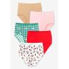 Comfort Choice Plus Size 5-Pack Tag-Free Full Coverage Cotton Brief(Cherry Pack)