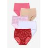 Comfort Choice Plus Size 5-Pack Tag-Free Full Coverage Cotton Brief(Hearts Pack)