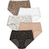 Comfort Choice Plus Size 5-Pack Tag-Free Full Coverage Cotton Brief(Animal Print Pack)