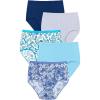 Comfort Choice Plus Size 5-Pack Tag-Free Full Coverage Cotton Brief(Blue Floral Pack)