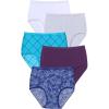 Comfort Choice Plus Size 5-Pack Tag-Free Full Coverage Cotton Brief(Cool Blue Pack)