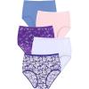 Comfort Choice Plus Size 5-Pack Tag-Free Full Coverage Cotton Brief(Dragonfly Floral Pack)