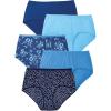 Comfort Choice Plus Size 5-Pack Tag-Free Full Coverage Cotton Brief(Evening Blue Dot Pack)