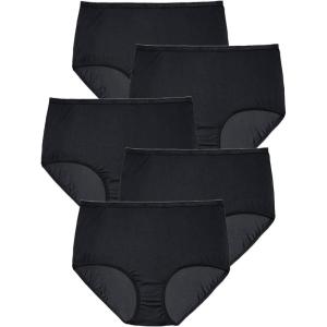 Comfort Choice Plus Size 5-Pack Tag-Free Full Coverage Cotton Brief(Black Pack)