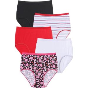 Comfort Choice Plus Size 5-Pack Tag-Free Full Coverage Cotton Brief(Sweet Dreams Pack)