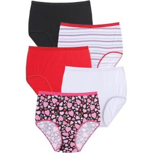 Comfort Choice Plus Size 5-Pack Tag-Free Full Coverage Cotton Brief(Tropical Palm Pack)