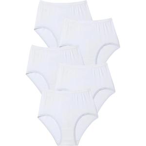 Comfort Choice Plus Size 5-Pack Tag-Free Full Coverage Cotton Brief(White Pack)