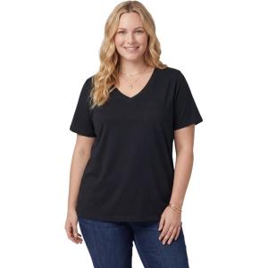 Woman Within Plus Size Perfect V-Neck Pocket Tee(Black)