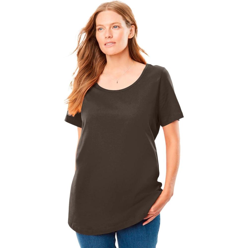image:imageWoman Within Plus Size Perfect ShortSleeve Scoopneck TeeChocolate