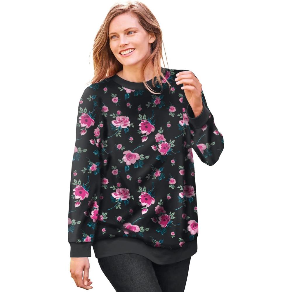 image:imageWoman Within Printed SweatshirtBlack Rose