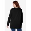 Woman Within Crewneck Fleece Sweatshirt(Black Floral Vine Embroidery)