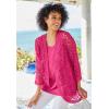 Woman Within Plus Size Crochet Curved-Hem Cardigan Sweater(Black)