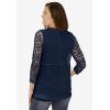 Woman Within Plus Size Crochet Curved-Hem Cardigan Sweater(Navy)