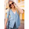 Woman Within Plus Size Lightweight Short Sleeve V-Neck Cardigan Sweater(French Blue)