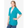 Woman Within Plus Size Lightweight Short Sleeve V-Neck Cardigan Sweater(Pretty Turquoise)