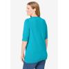 Woman Within Plus Size Lightweight Short Sleeve V-Neck Cardigan Sweater(Pretty Turquoise)