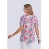Woman Within Plus Size Notch-Neck Pocket Tee(White Multi Stamp)
