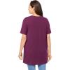 Woman Within Plus Size Perfect Short-Sleeve Shirred V-Neck Tunic(Deep Claret)