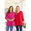 Woman Within Plus Size Perfect Three-Quarter Sleeve V-Neck Tee (Petite Available)(Deep Teal)