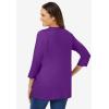 Woman Within Plus Size Perfect Three-Quarter Sleeve V-Neck Tee (Petite Available)(Radiant Purple)