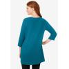 Woman Within Plus Size Perfect Three-Quarter-Sleeve Scoopneck Tunic(Deep Teal)