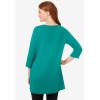 Woman Within Plus Size Perfect Three-Quarter-Sleeve Scoopneck Tunic(Waterfall)