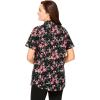 Woman Within Plus Size Petite Perfect Short-Sleeve Collared Button Down Shirt(Black Floral)