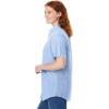 Woman Within Plus Size Petite Perfect Short-Sleeve Collared Button Down Shirt(French Blue Stripe)