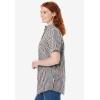 Woman Within Plus Size Petite Perfect Short-Sleeve Collared Button Down Shirt(Heart Stripe Black Multi)