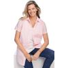 Woman Within Plus Size Petite Perfect Short-Sleeve Collared Button Down Shirt(Heart Stripe Multi)