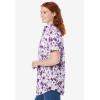 Woman Within Plus Size Petite Perfect Short-Sleeve Collared Button Down Shirt(Soft Iris Shadow Floral)