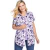 Woman Within Plus Size Petite Perfect Short-Sleeve Collared Button Down Shirt(White Butterflies)