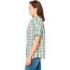 Woman Within Plus Size Short-Sleeve Button-Down Cotton Seersucker Shirt(Pine Plaid)
