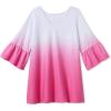 Woman Within Plus Size Three-Quarter Bell Sleeve Tunic(Peony Petal Ombre)