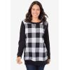 Woman Within Printed Sweatshirt(Black Buffalo Plaid)
