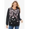 Woman Within Printed Sweatshirt(Black Pink Floral Placement)