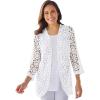 Woman Within Plus Size Crochet Curved-Hem Cardigan Sweater(White)